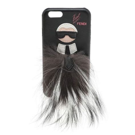 Fendi Black Leather and Fox Fur Karlito iPhone 6 Case 